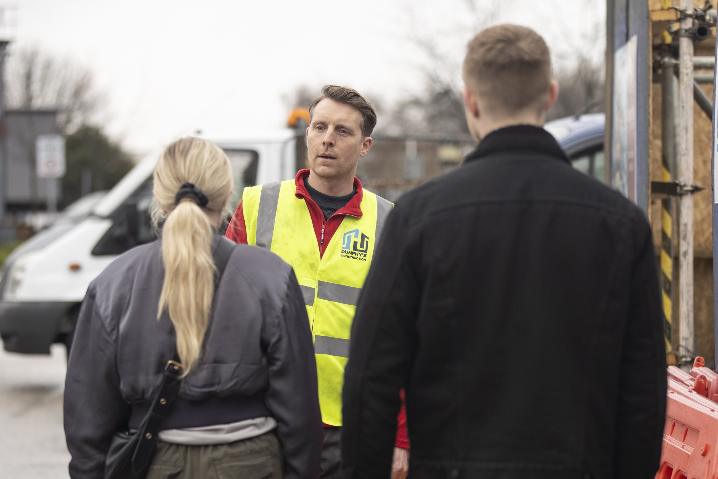 Daniel Osbourne and BethanyPlatt approach Nathan Curtis in Coronation Street