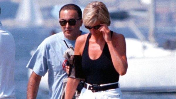 Diana on holiday with Dodi Fayed in the days before they both died in a car crash. Pic: AP