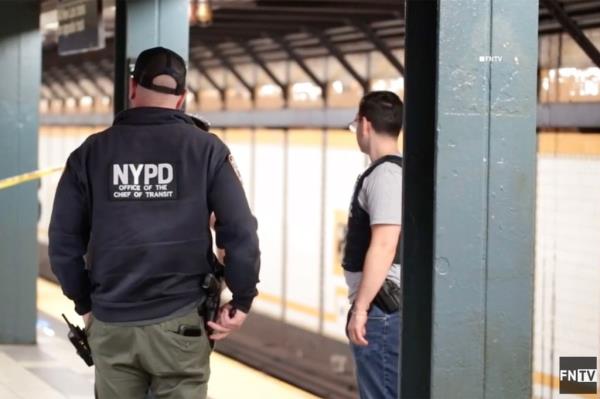 NYPD at Brooklyn subway station. 