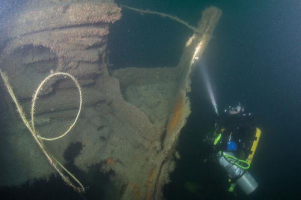  The stem of the Lusitania's damaged bow. Picture: Stewart Andrews.