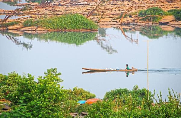 A fishing boat on the Mekong River.
