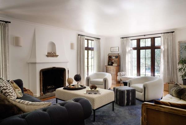 large rug in a styled living room