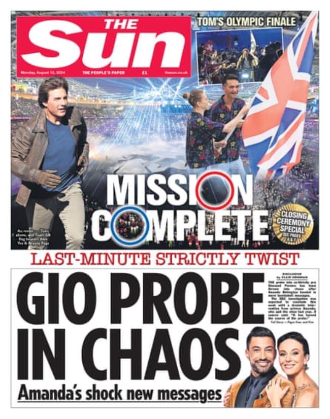 Front page of Sun newspaper