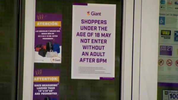The store is banning those under 18 from entering its stores without an adult after 6 p.m. and bags larger than 14 inches by 14 inches by 6 inches are prohibited in most stores.
