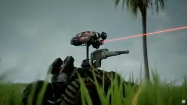 Iranian animation of remotely operated vehicle with a laser sight targeting Trump on a golf course