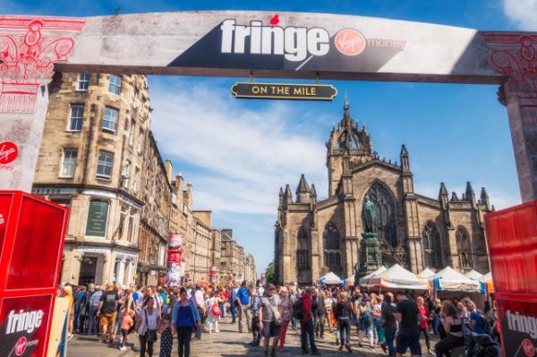 Crowds in Edinburgh attending the Fringe Festival