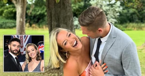 A compilation image of Tom Parker and Kelsey Parker at an event, and Kelsey Parker cuddled up to a man