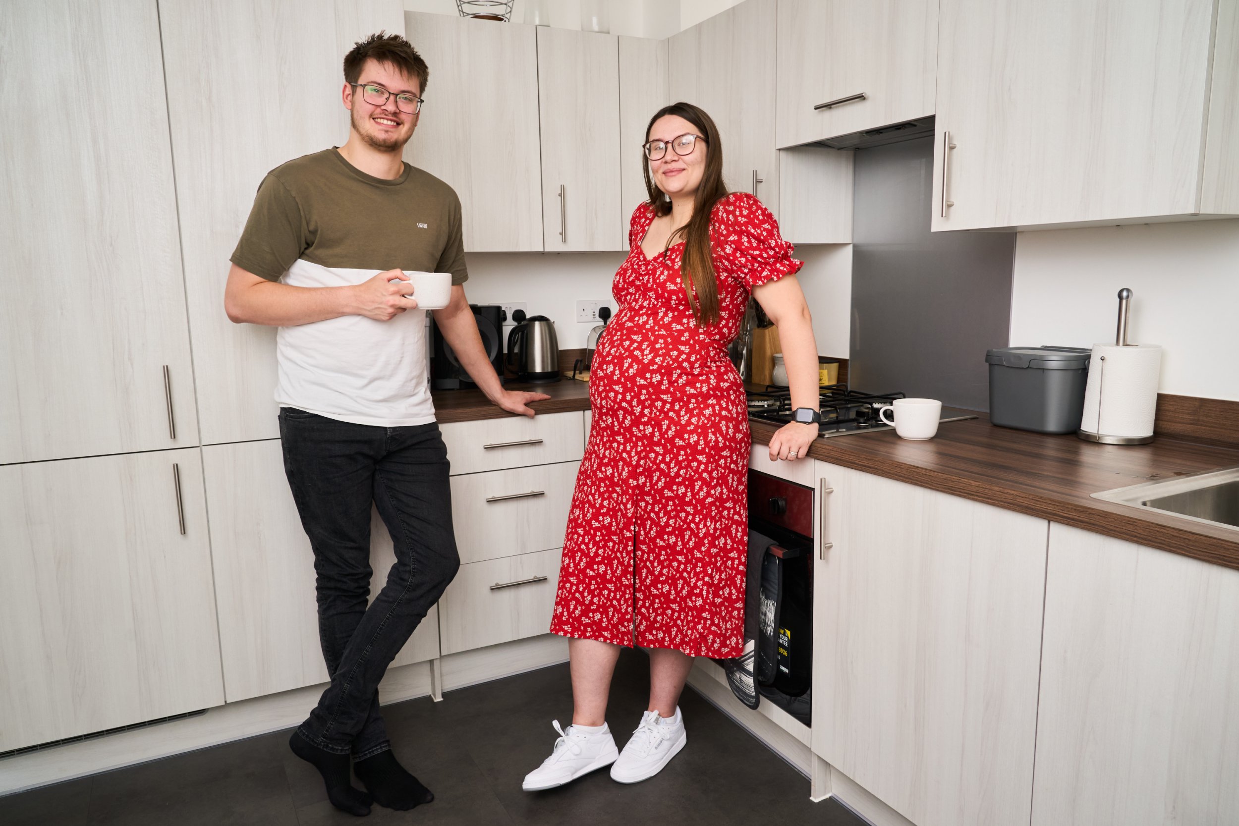 Louis and Chloe Rice in their kitchen at Laconia Place.