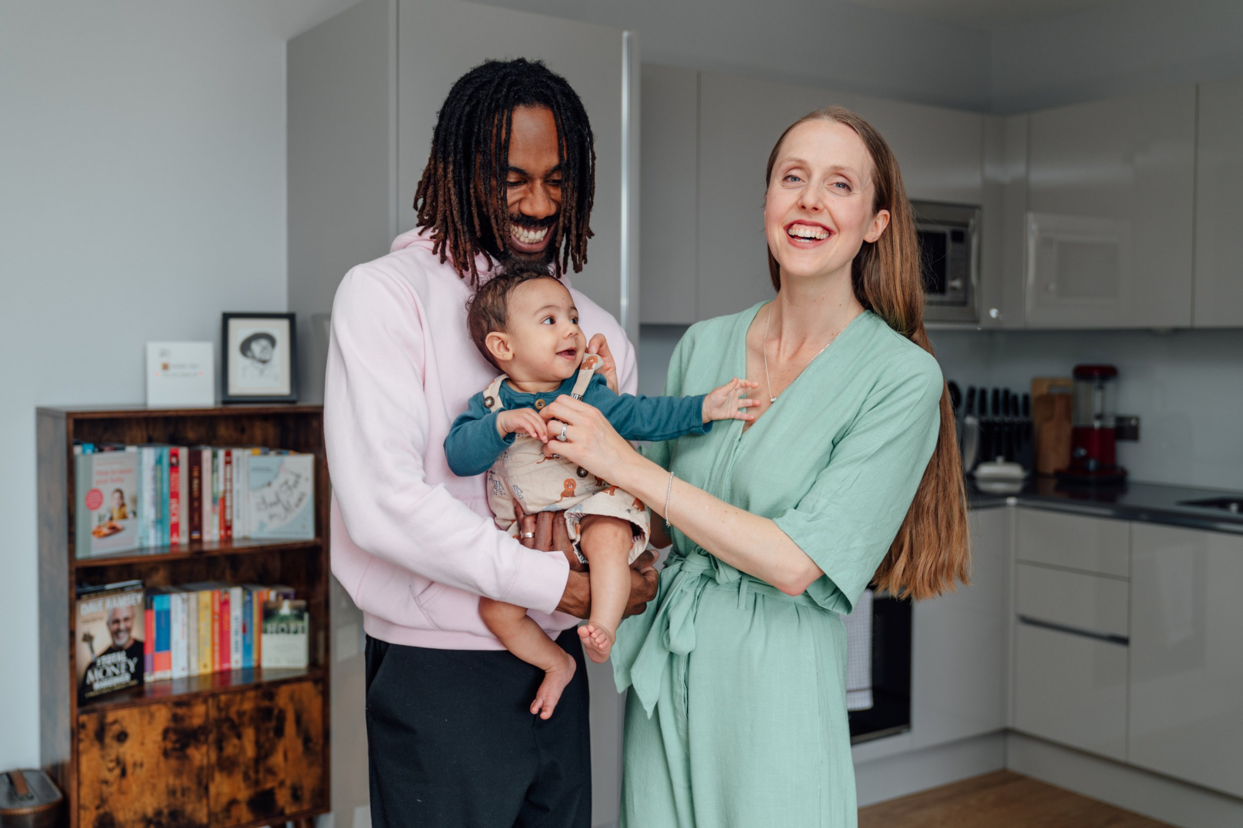 Raphael and Jacinta La Rue and their baby at their home at The Switch