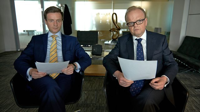 Toby Jones sitting in an office in a scene from Capital.