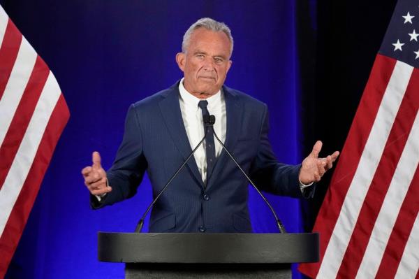 Robert F. Kennedy Jr. announces he is suspending his presidential campaign at a news conference Friday, Aug 23, 2024.