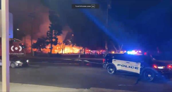 Photos from the scene show the out-of-control blaze.