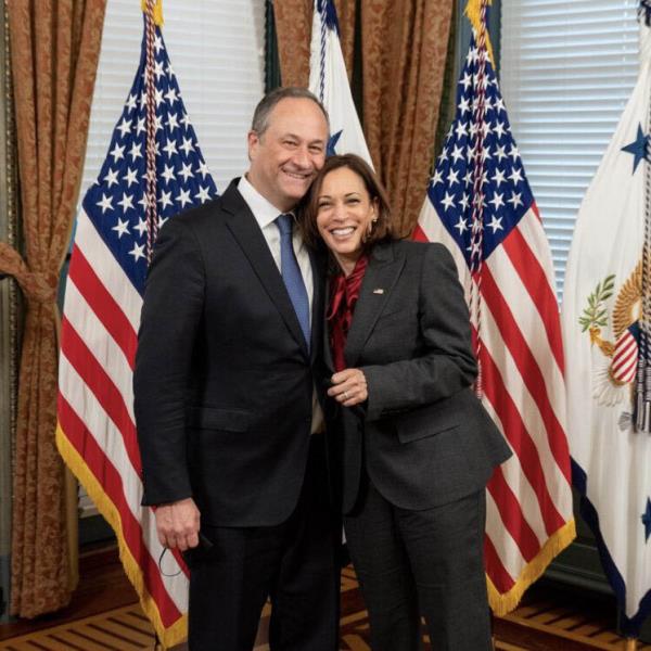 Emhoff is married to Vice President Kamala Harris, the Democratic nominee.