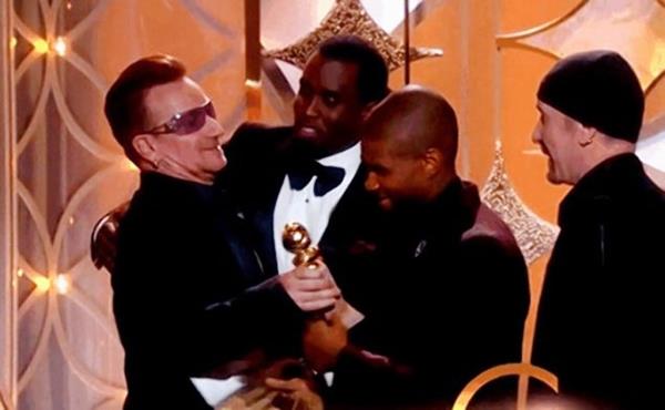 Bono and Diddy at the 2014 Golden Globe Awards