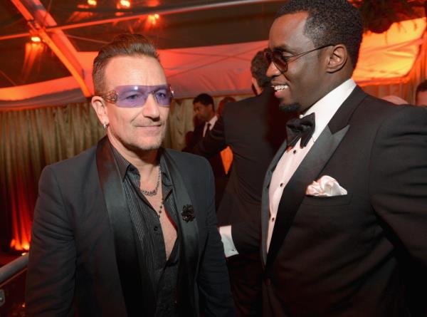 Bono and Diddy at a 2014 Golden Globes afterparty