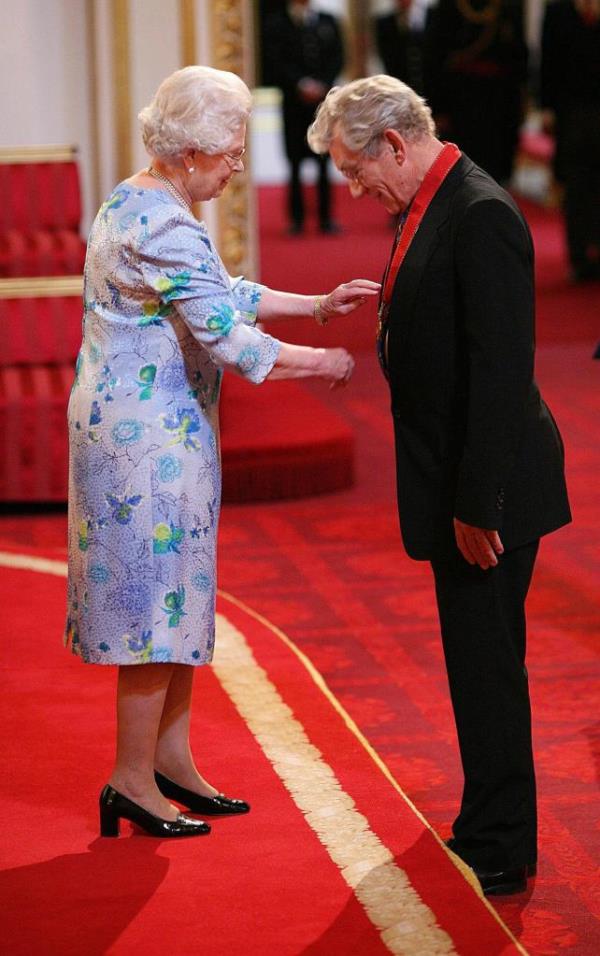 Actor Sir Ian McKellen receives Companion of Honour medal for services to Drama and Equality, from Queen Elizabeth II during an Investiture ceremony at Buckingham Palace, London.