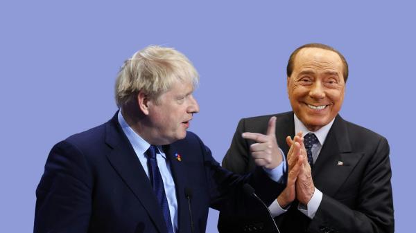 a composite image of Boris Johnson and Silvio Berlusconi