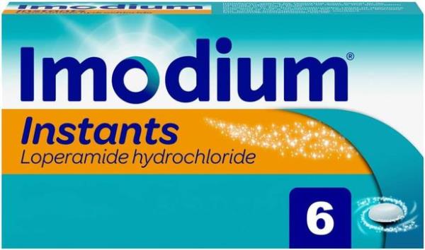 Imodium Instant盒装，一种在Boots、Superdrug、亚马逊和大多数药店和超市都能找到的腹泻药片治疗