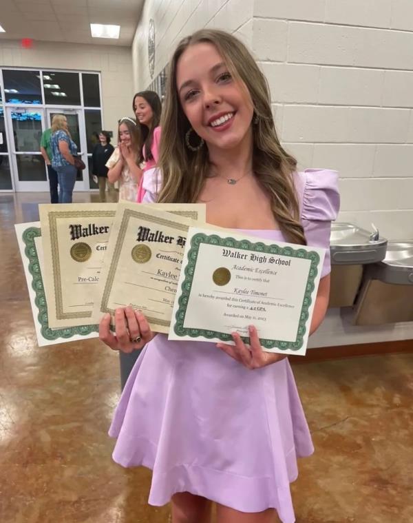 Kaylee Timonet was removed as Walker High School student government president, and her endorsement for a scholarship was taken away.