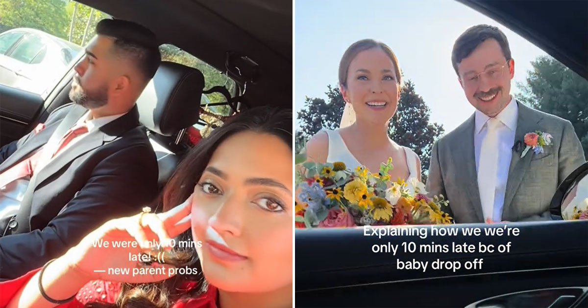 Woman sparks debate after being late to best friend's wedding and watching ceremony from the car @sincerelyaqsa/TikTok