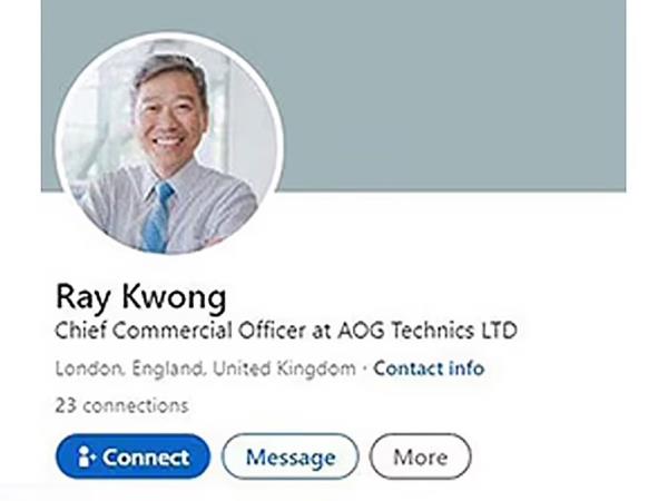 The allegedly fake profile for Ray Kwong.