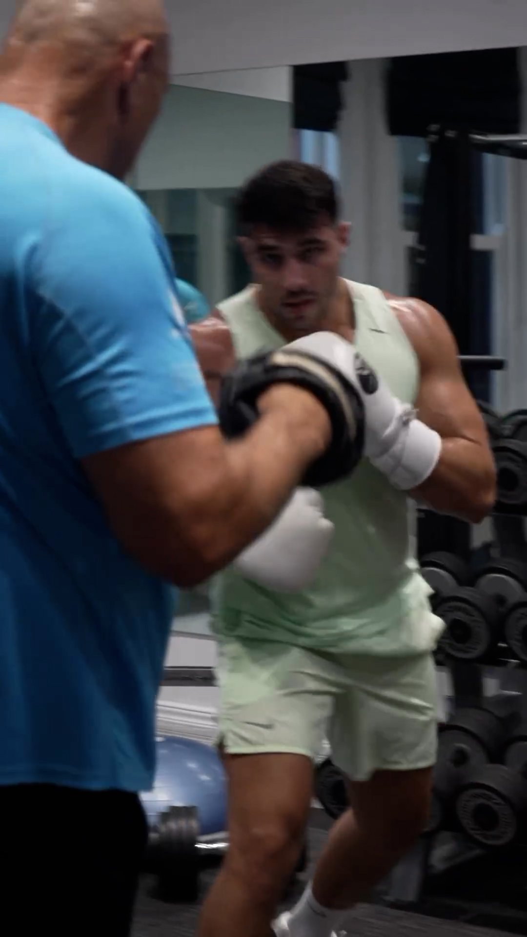 Tommy Fury boxes coach in training following hand surgery amid his split from Molly-Mae