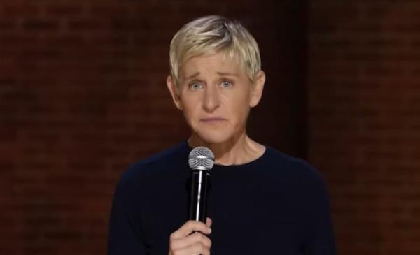 Ellen DeGeneres pulling a worried face in Netflix special For Your Approval