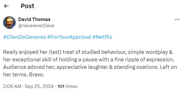 Netflix viewers slam 'insufferable' Ellen DeGeneres last ever comedy special