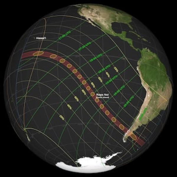 Esta es la trayectoria del eclipse solar anular del 2 de octubre que cruzará el Océano Pacífico y partes del sur de Chile y Argentina