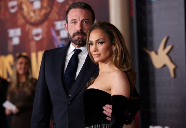 Ben Affleck and Jennifer Lopez at the premiere of "This Is Me...Now: A Love Story" on February 13, 2024.