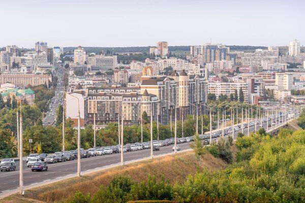 Panorama view of border Belgorod city, Russia, with traffic on the highway and residential areas. Panorama view of border Belgorod city, Russia, with traffic on the highway and residential areas.