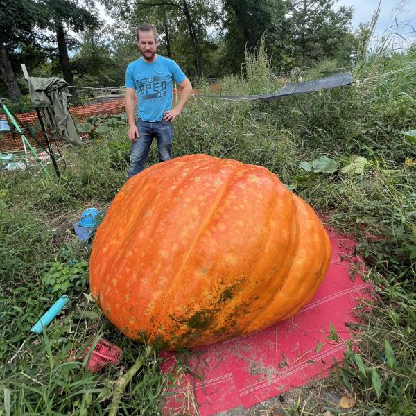 Keuny grew the pumpkin in his back yard all summer, before finally hollowing it out and seeking glory
