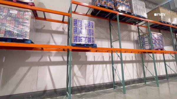 Scarce toilet paper shelves at Costco in Staten Island following port strike.