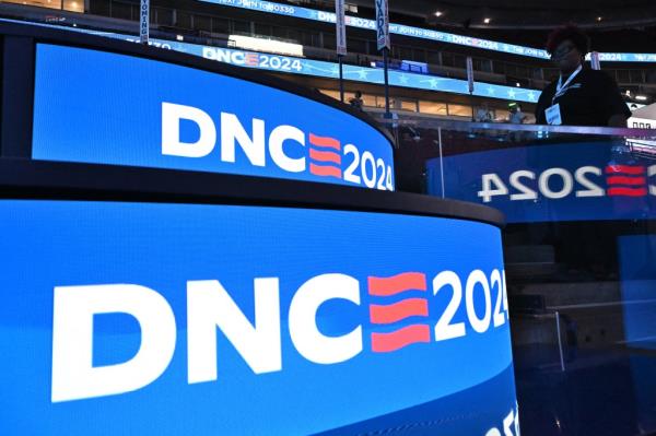 Preparations underway at the United Center for the Democratic National Convention where Vice President Kamala Harris will accept presidential nomination