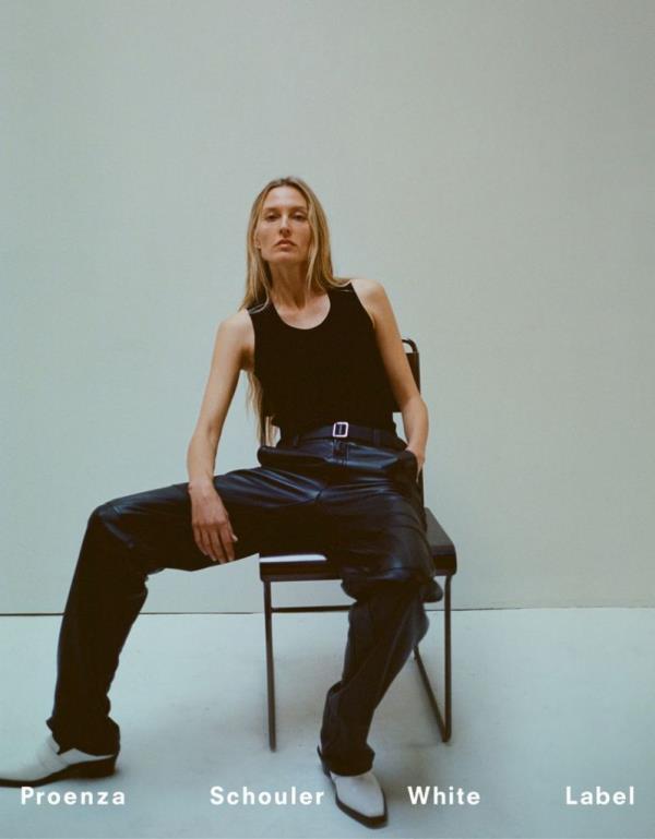 Model Liisa Winkler sitting on a chair for proenza ad