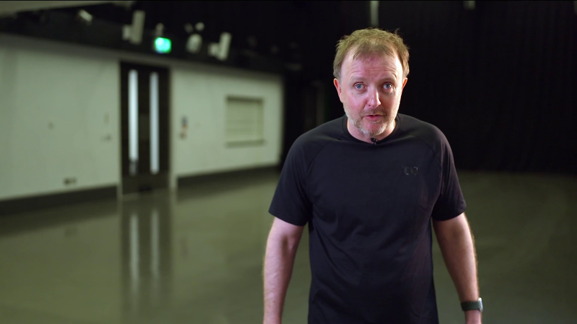 Chris McCausland in the rehearsal room on Strictly Come Dancing