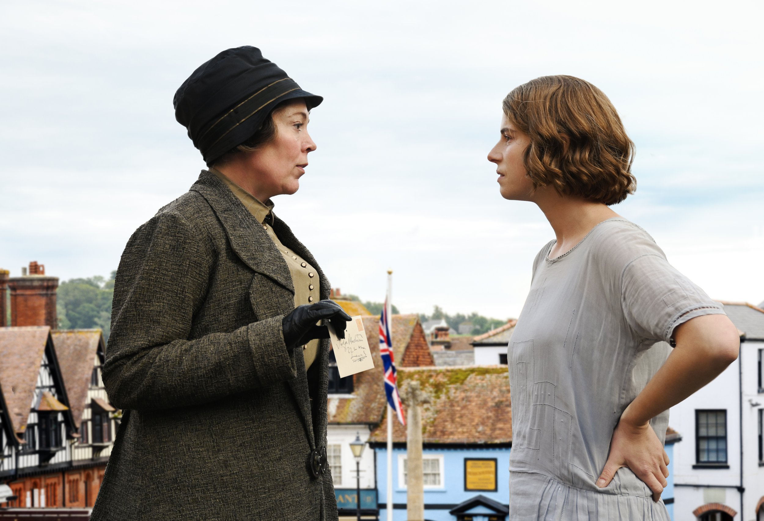 Olivia Colman and Jessie Buckley in still from film Wicked Little Letters