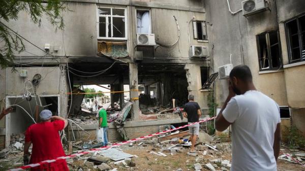 Explosions over Gaza City on Sunday. Pic: AP