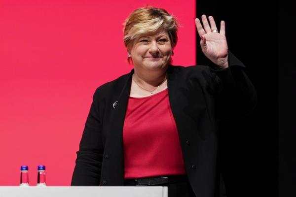 LIVERPOOL, ENGLAND - SEPTEMBER 27: Emily Thornberry, Shadow Attorney General addresses delegates at the Labour Party Conference on September 27, 2022 in Liverpool, England The Labour Party hold their annual conference in Liverpool this year. Issues on the agenda are the cost of living crisis, including a call for a reinforced windfall tax, proportional representation and action on the climate crisis. (Photo by Ian Forsyth/Getty Images)