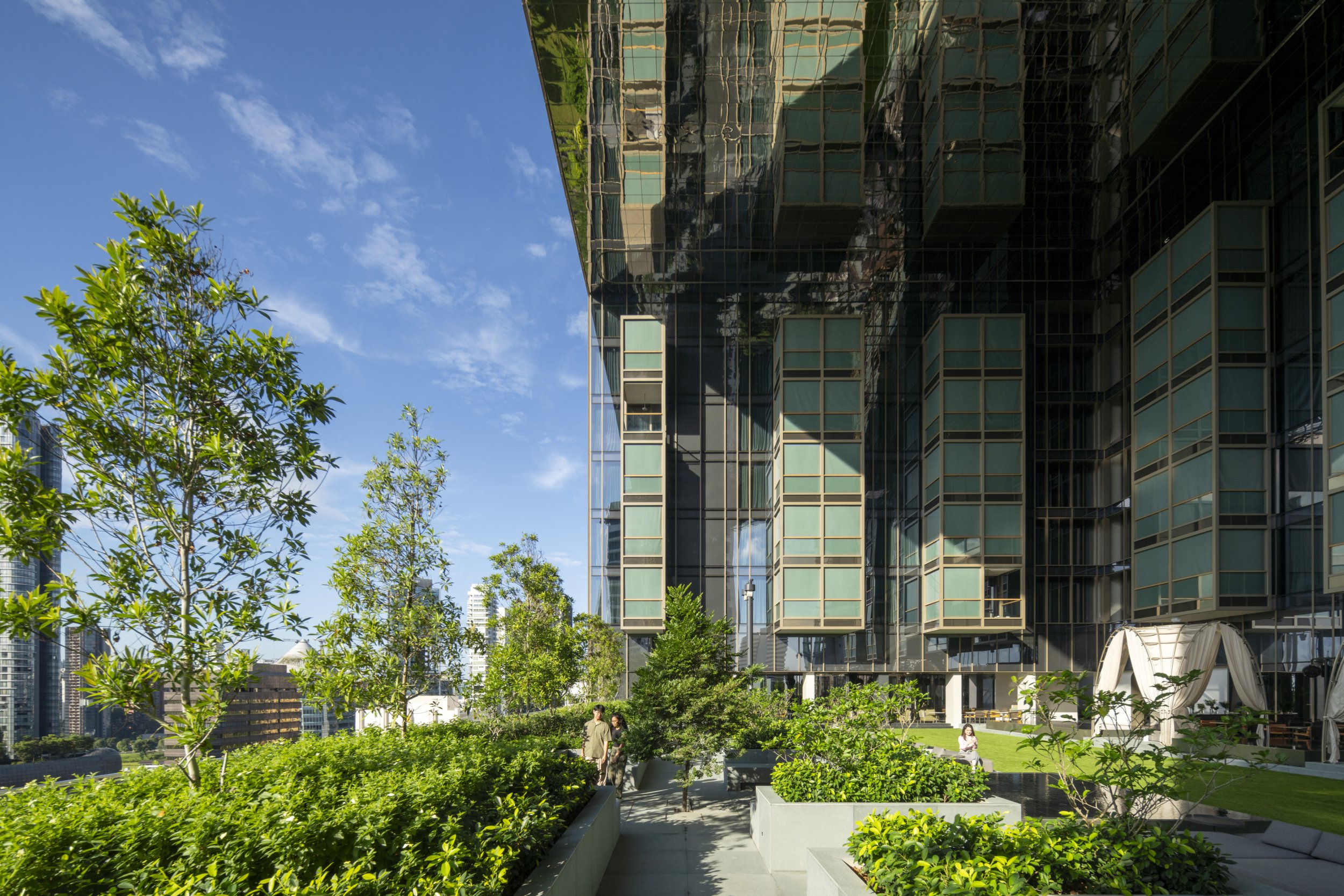 One of the terraces full of greenery