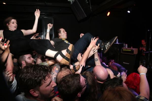 Crowdsurfers at Saint Vitus Bar on May 4, 2014.