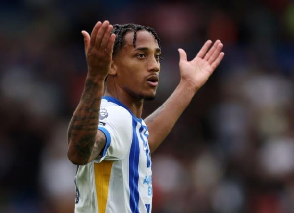 Joao Pedro of Brighton & Hove Albion FC celebrates his goal during the Premier League match between Brighton & Hove Albion FC and Manchester United FC