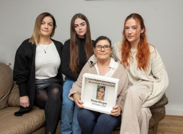 Denise Morgan's sister Lisa Morgan, niece Kayleigh Kennedy, mother Deirdre Morgan, and sister Shannon Morgan. Picture: Ciara Wilkinson