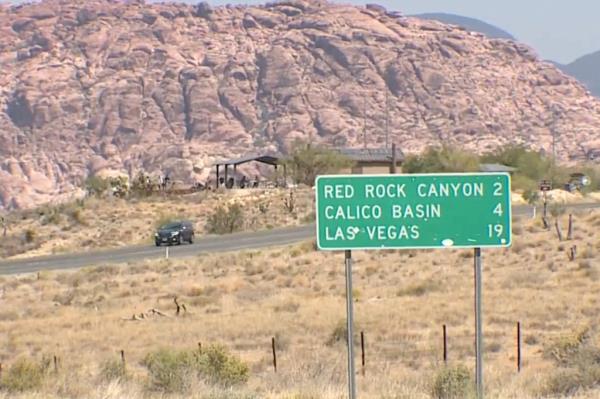 The hit-and-run happened near Red Rock Canyon National Conservation Area, about 17 miles west of the Las Vegas Strip.