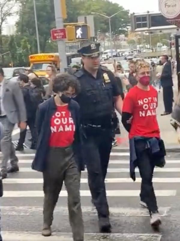 Twenty-five people weree busted after the assembled group blocked the street at First Avenue and East 49th Street.