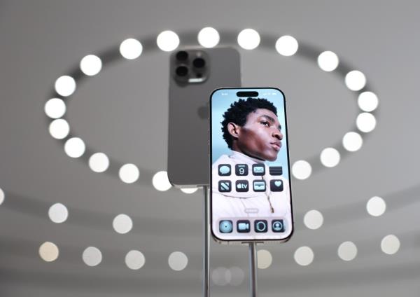 New iPhone 16 Pro displayed at Apple's special event at their Cupertino headquarters in September 2024.