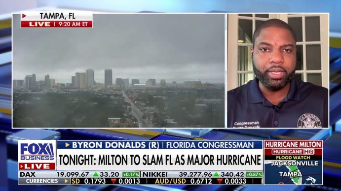 Rep. Byron Donalds, R-Fla., discusses the potential impact of Hurricane Milton after Tampas mayor told residents to evacuate on Varney & Co.