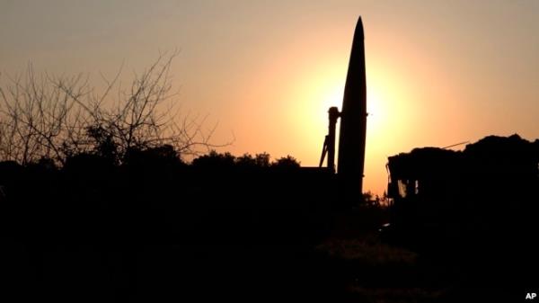 FILE - A Russian Iskander missile is seen during drills to train the military for using tactical nuclear weapons, at an undisclosed location in Russia, in this photo released May 21, 2024. (Russian Defense Ministry Press Service/AP)