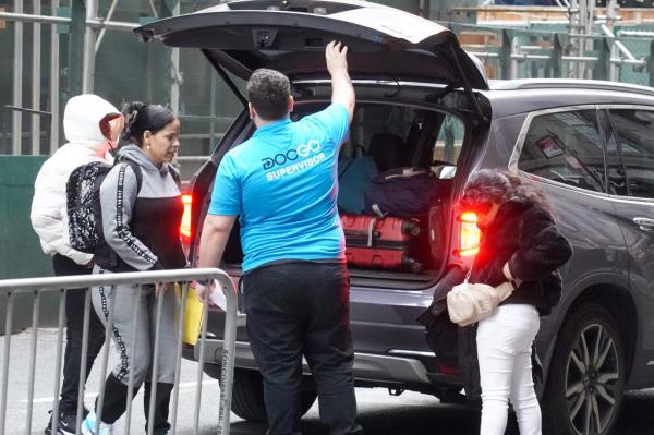 DocGo workers outside the Roosevelt Hotel in Midtown.