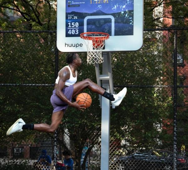 The Huppe electronic backboard comes to the basketball courts in Tompkins Park, NYC
